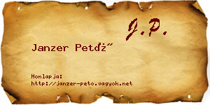 Janzer Pető névjegykártya